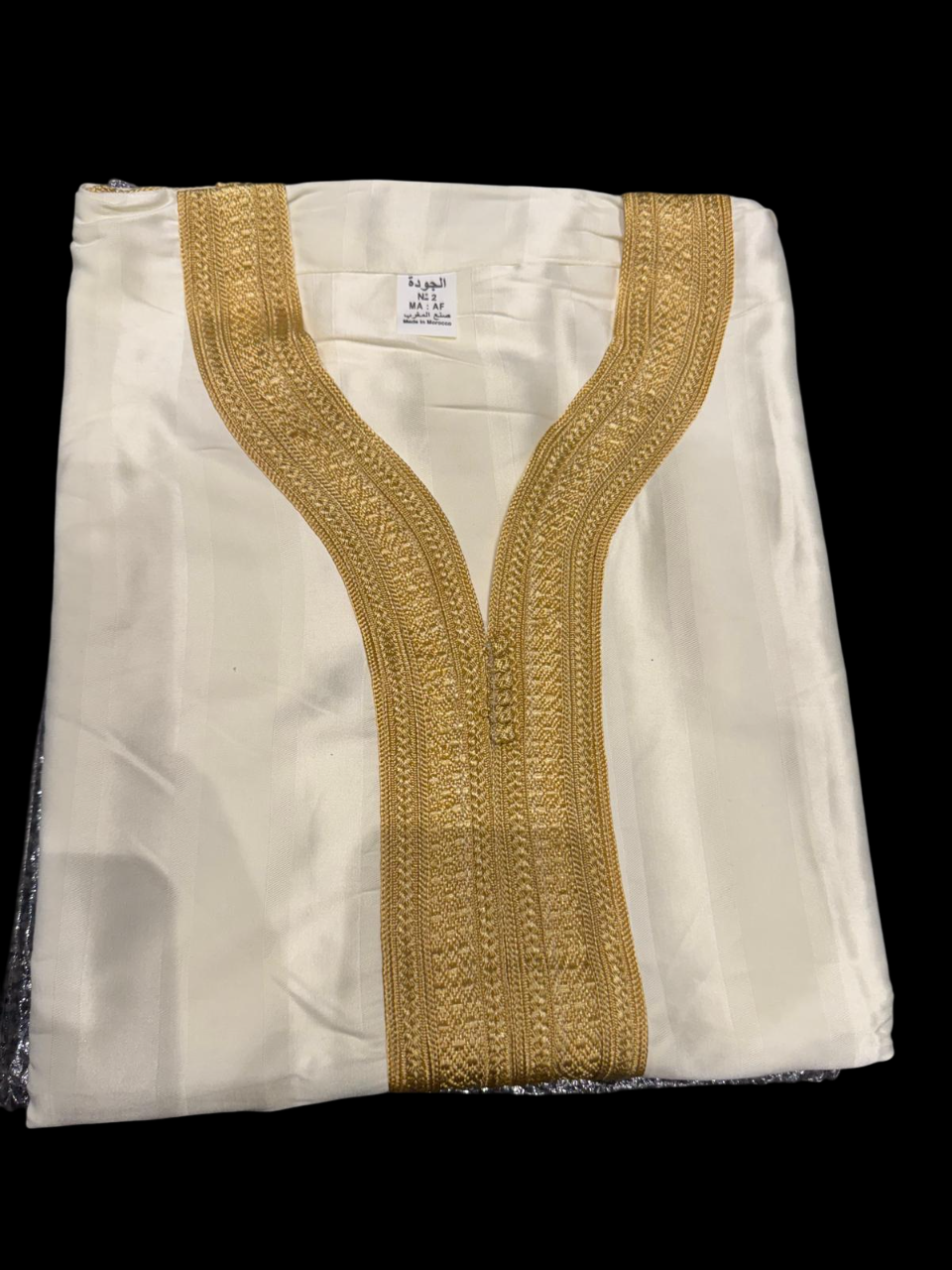 White & Gold Moroccan Thobe